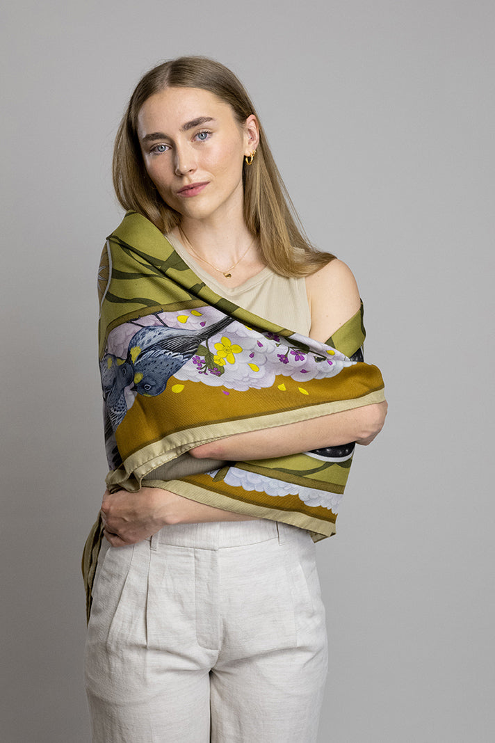 The Grey Whale Ochre Wool/Silk Blend Scarf