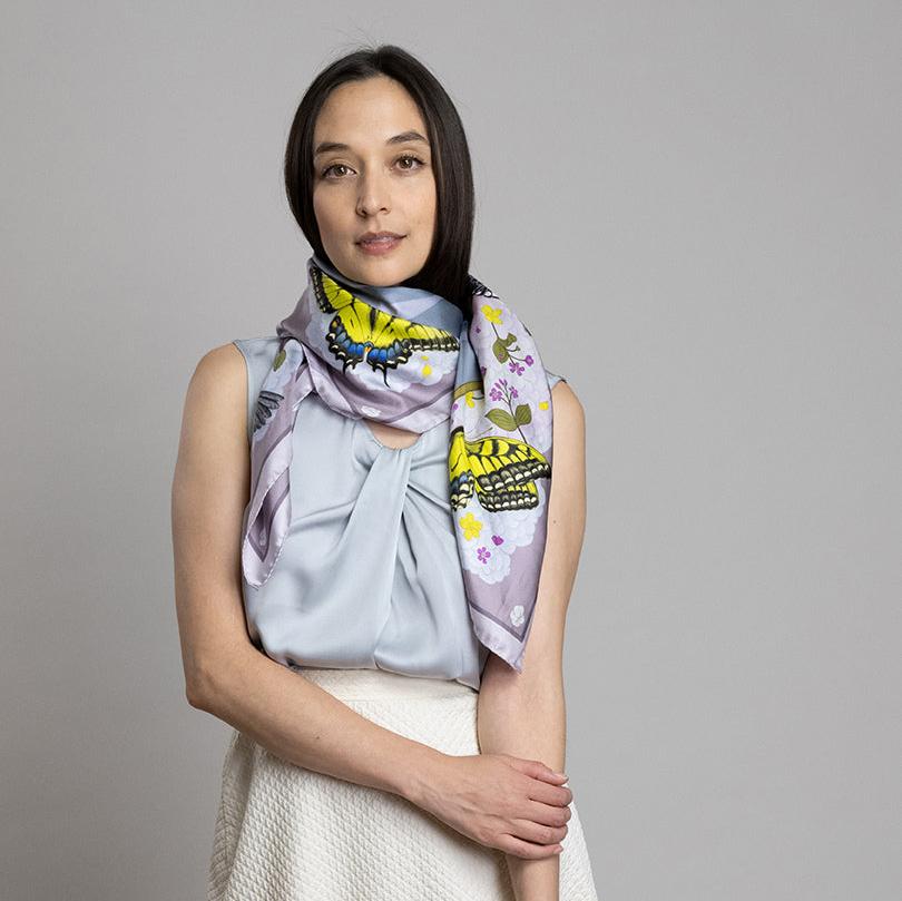 The Grey Whale Lavender Silk Twill Scarf