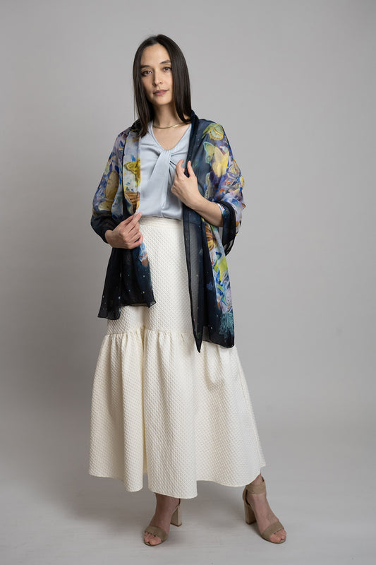 Butterfly's Fantasy Silk Chiffon Long Scarf