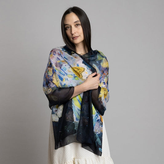 Butterfly's Fantasy Silk Chiffon Long Scarf