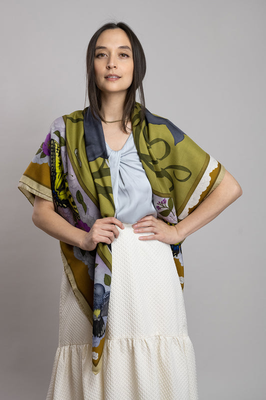 The Grey Whale Ochre Wool/Silk Blend Scarf