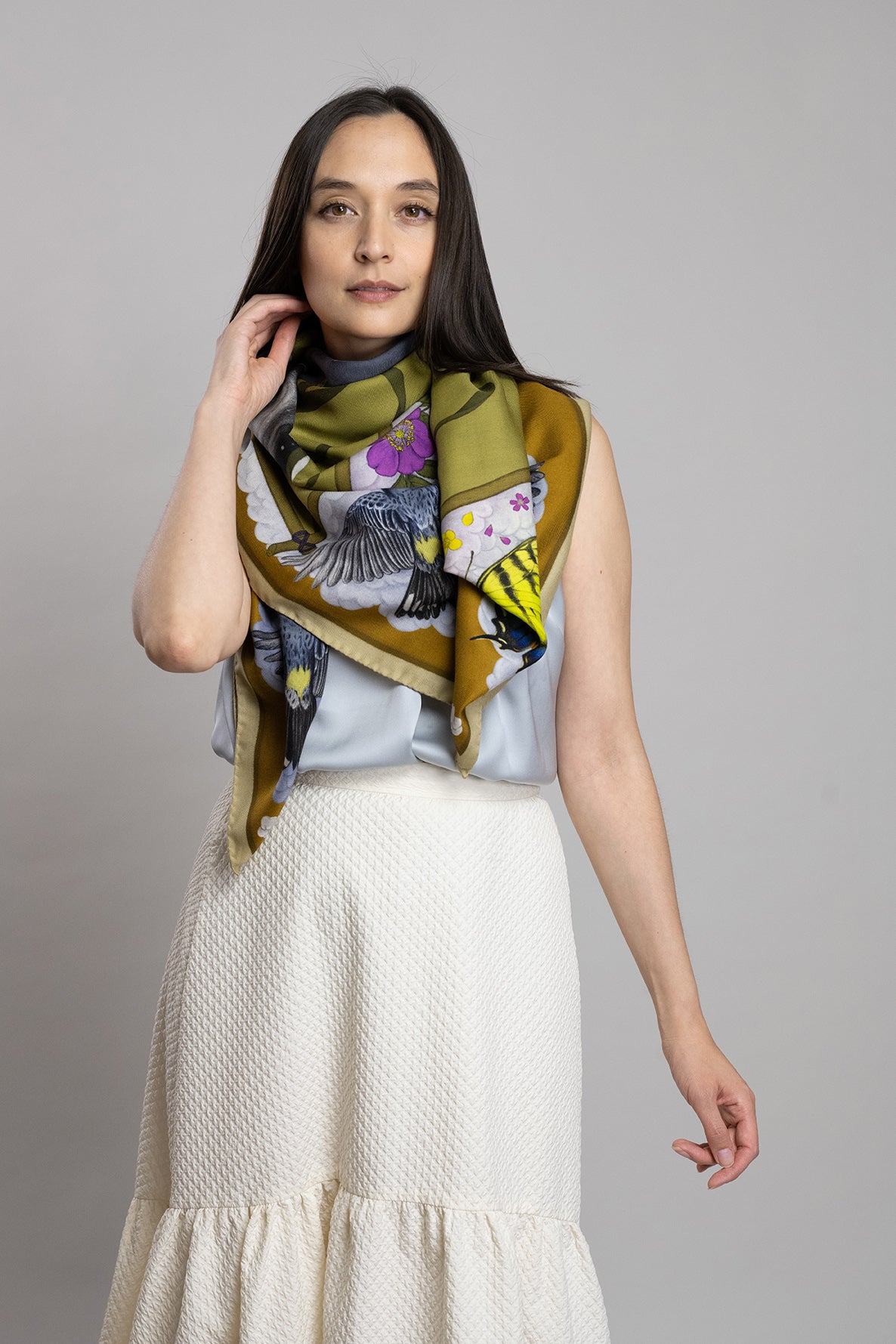 The Grey Whale Ochre Wool/Silk Blend Scarf