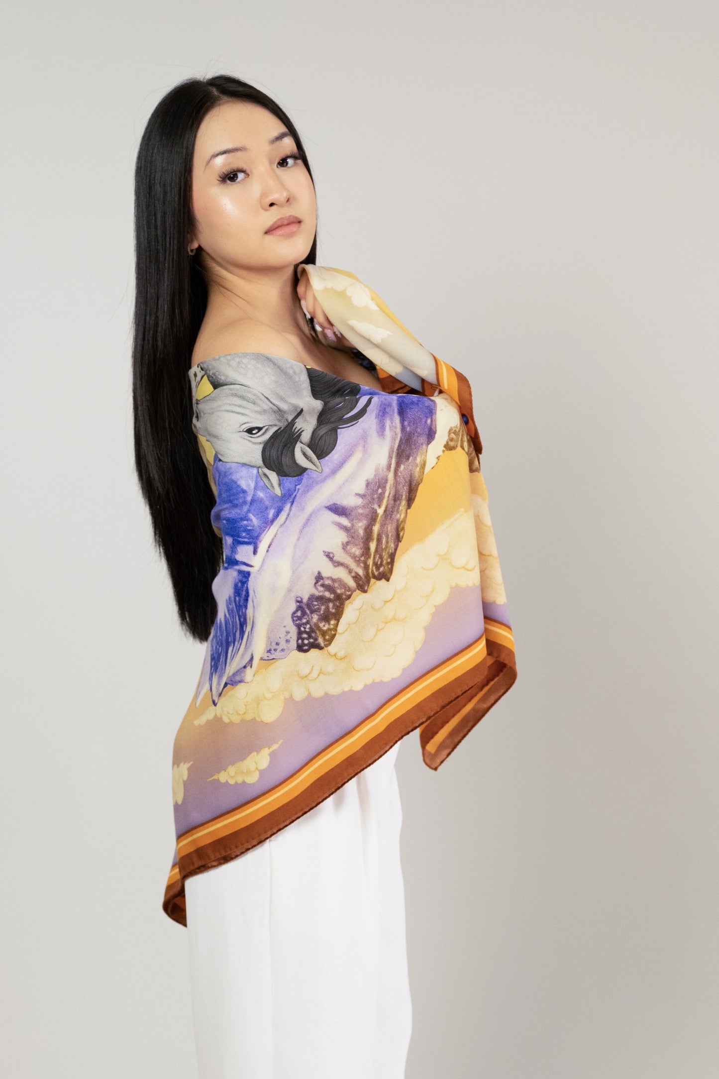 Wild Horizon Sunlit Clay Wool Silk Scarf
