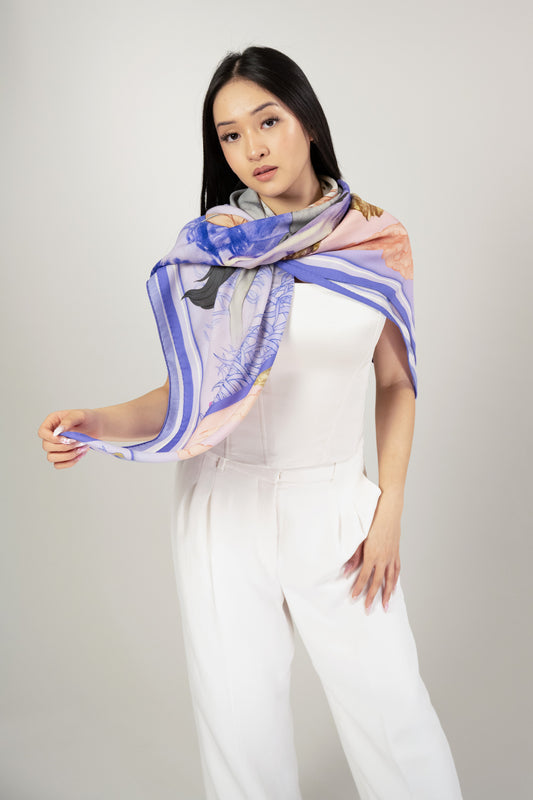 Wild Horizon Periwinkle Dream Wool Silk Scarf
