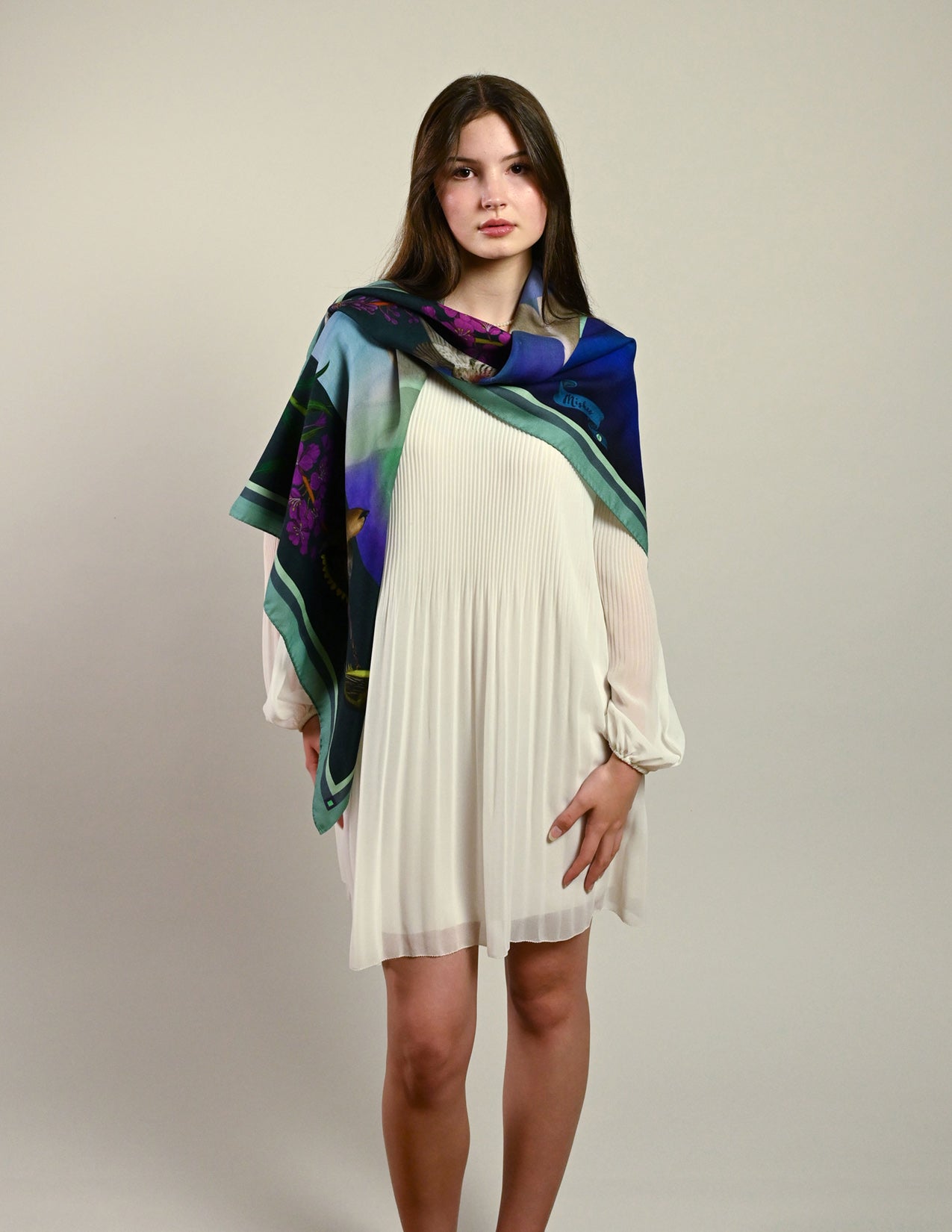 Dancing Lights Forest Mint Wool/Silk Blend Scarf