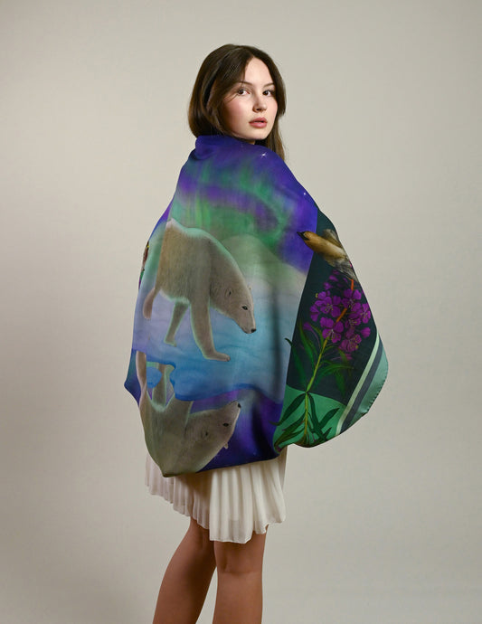 Dancing Lights Forest Mint Wool/Silk Blend Scarf