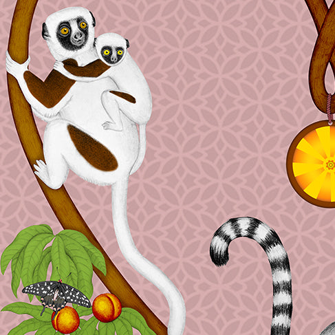 Endangered Lemurs of Madagascar Rose Fine Art Unframed Print