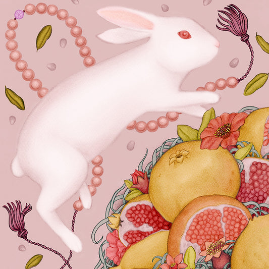 Rabbits and Pomegranate Limited Edition Signed Art Print