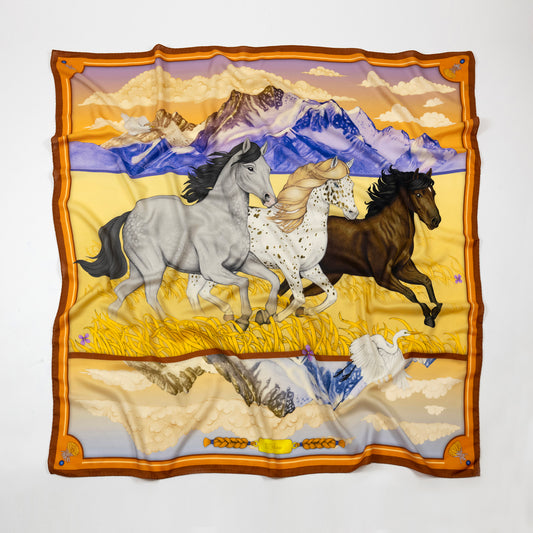 Wild Horizon Sunlit Clay Wool Silk Scarf