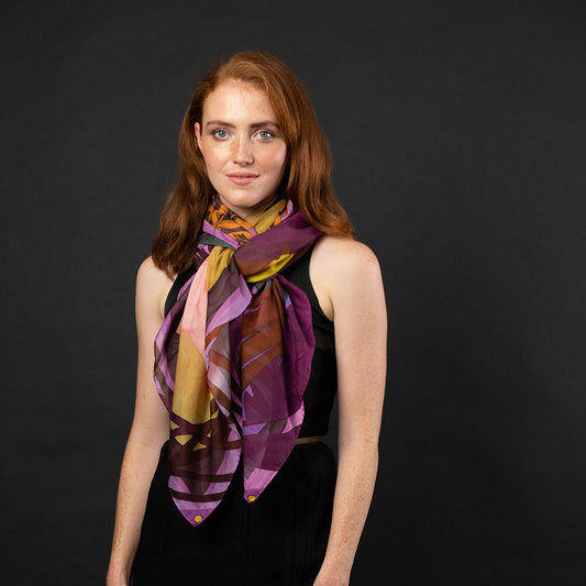 Sunset Feast Large Silk Cotton Scarf Shawl
