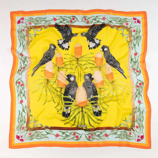 Carnaby's Cockatoos Lemon Sky Tencel Scarf