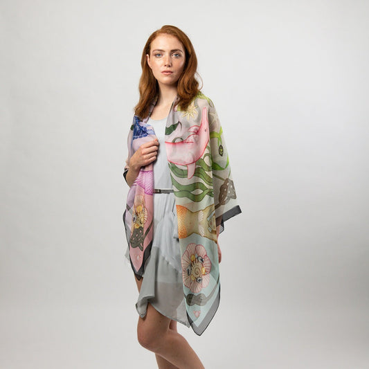 Island Life: Mermaids in the Sea Silk Chiffon Scarf Shawl