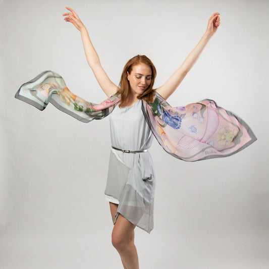 Island Life: Mermaids in the Sea Silk Chiffon Scarf Shawl