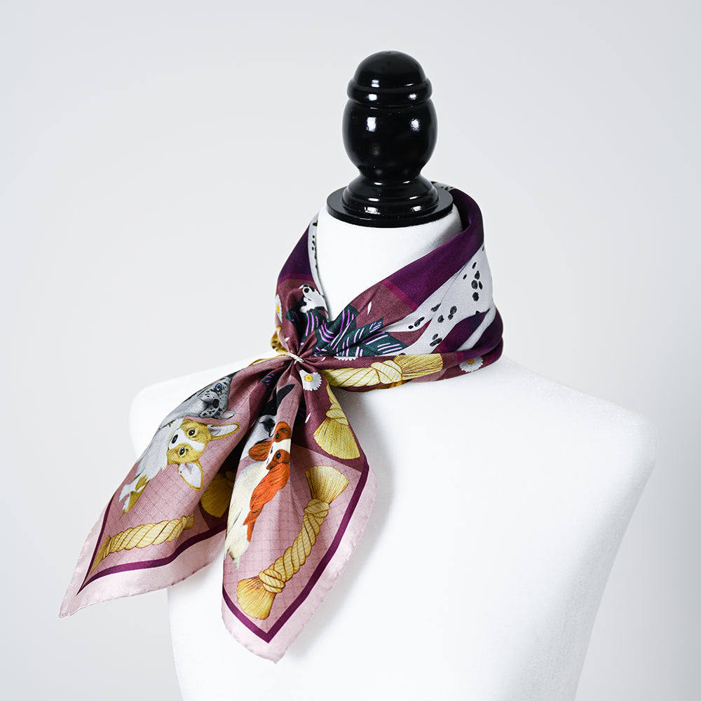 My Beloved Pets Silk Twill Scarf (Wine)