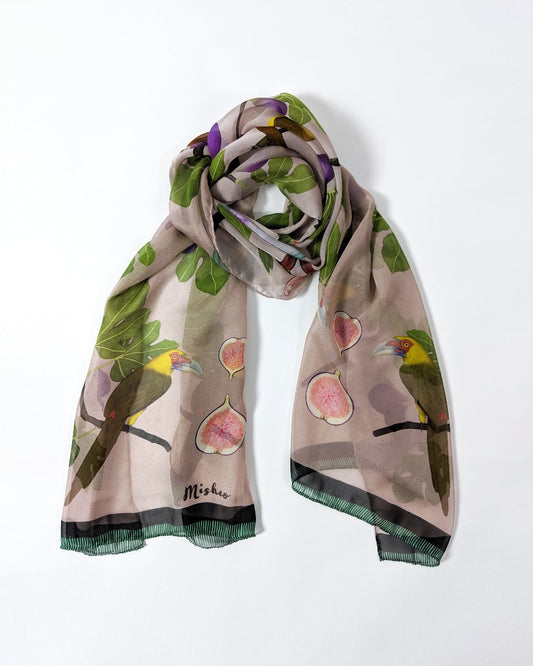 Toucanets and FIgs Silk Chiffon Scarf
