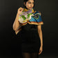 Burrowing Owls and Sunflowers Wool/Silk Blend Scarf