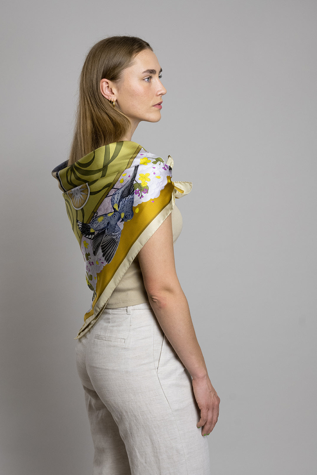 The Grey Whale Ochre Silk Twill Scarf