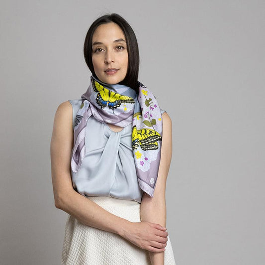 The Grey Whale Lavender Silk Twill Scarf