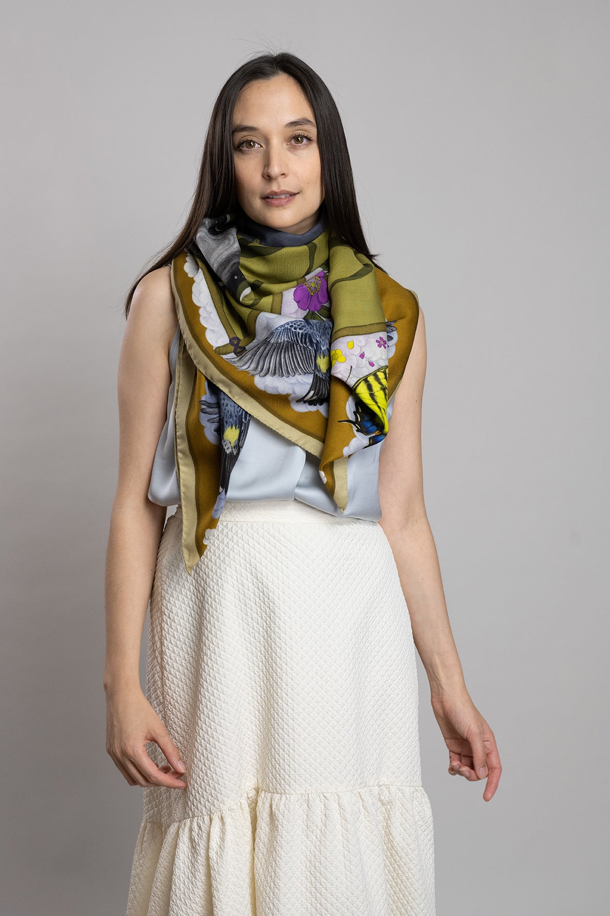 The Grey Whale Ochre Wool/Silk Blend Scarf