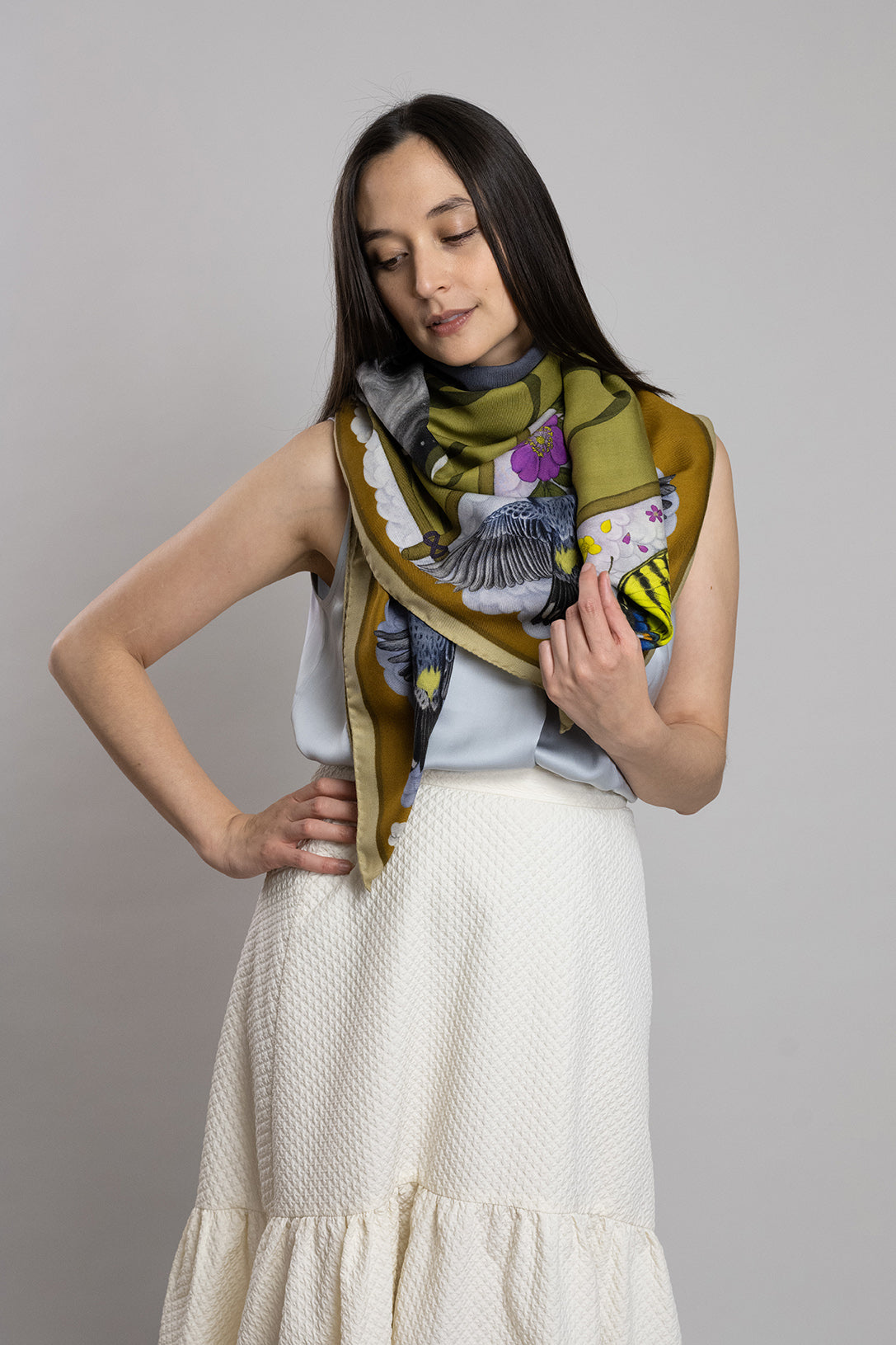 The Grey Whale Ochre Wool/Silk Blend Scarf