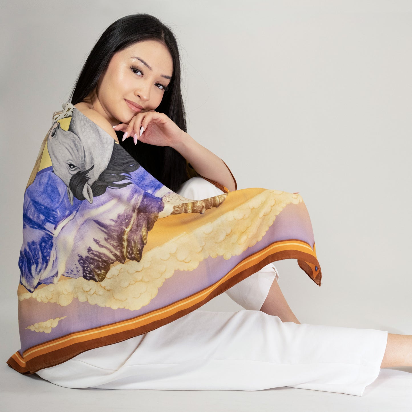 Wild Horizon Sunlit Clay Wool Silk Scarf