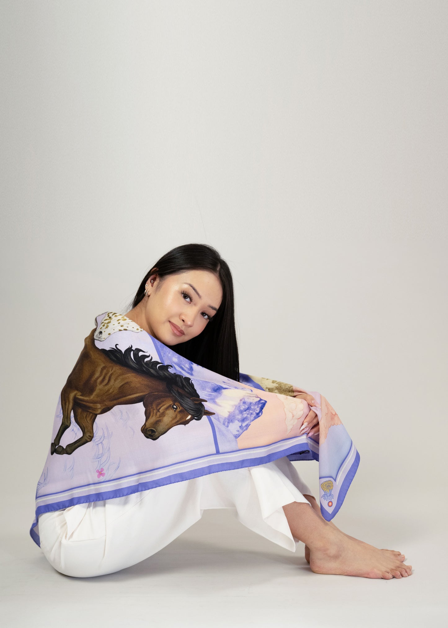 Wild Horizon Periwinkle Dream Wool Silk Scarf