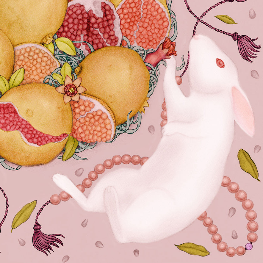 Rabbits and Pomegranate Limited Edition Signed Art Print