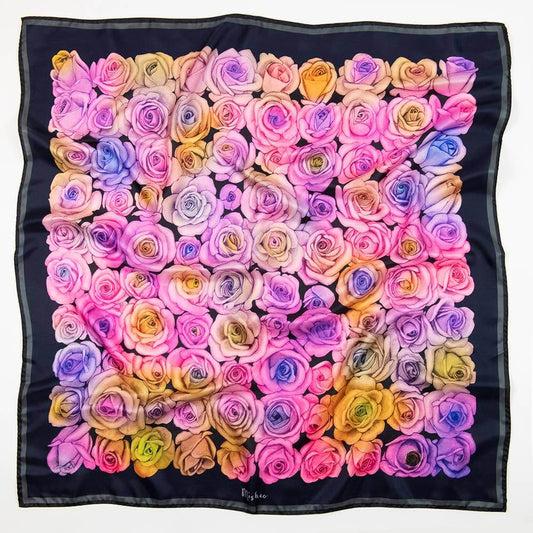 100 Rainbow Roses Silk Twill Scarf