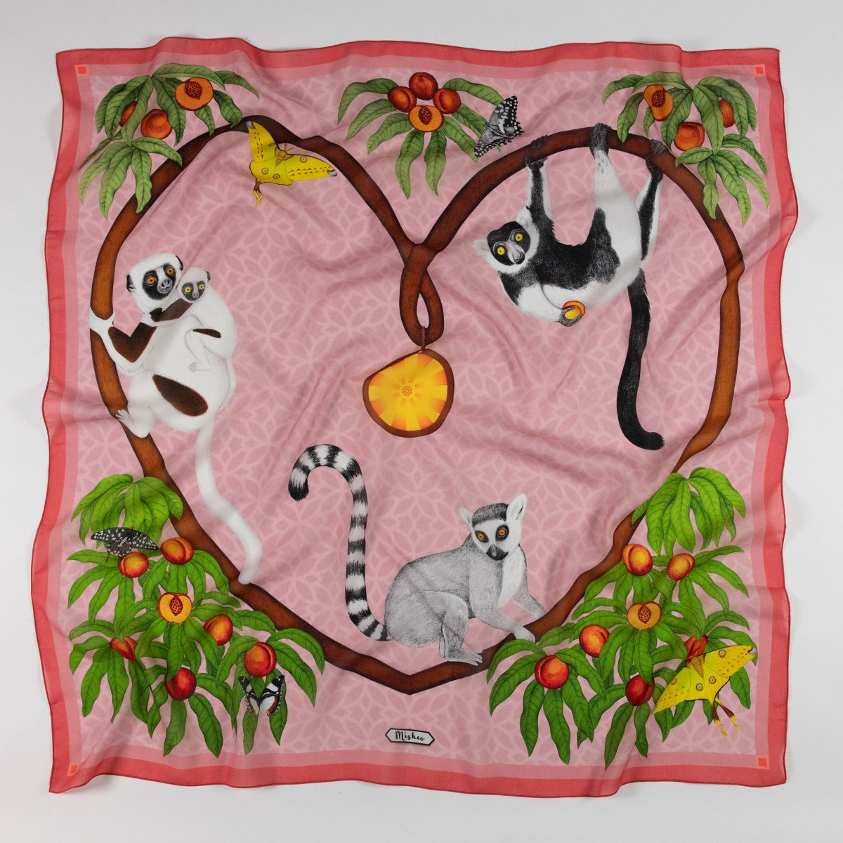 Lemurs of Madagascar (Rose) Eco Friendly Tencel Scarf