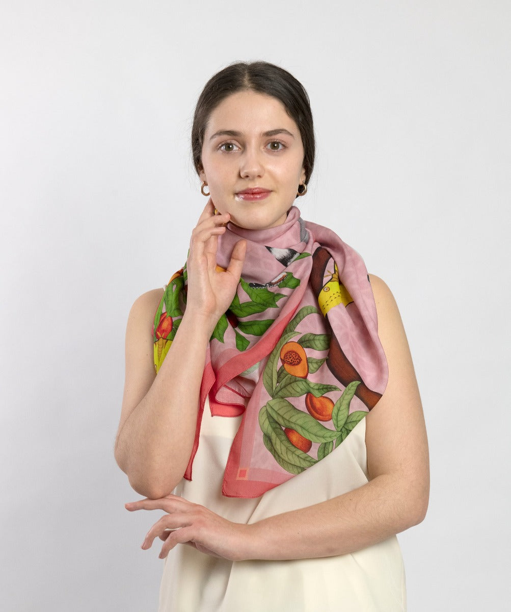 Lemurs of Madagascar (Rose) Eco Friendly Tencel Scarf