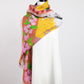 Red Crowned Cranes Cherry Terracotta Luxury Art Scarf