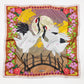 Red Crowned Cranes Cherry Terracotta Luxury Art Scarf