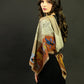 Misheo Snowy Owls Cinnamon Sky Wool Silk Scarf