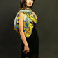 Misheo Snowy Owls Blueberry Mustard Wool Silk Scarf