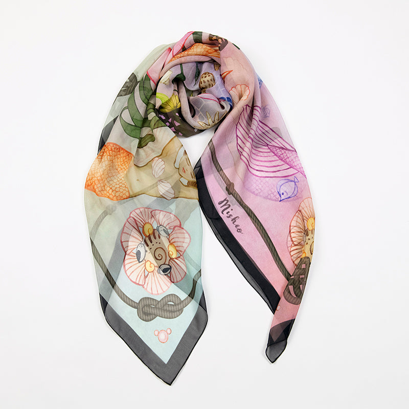 Island Life: Mermaids in the Sea Silk Chiffon Scarf Shawl