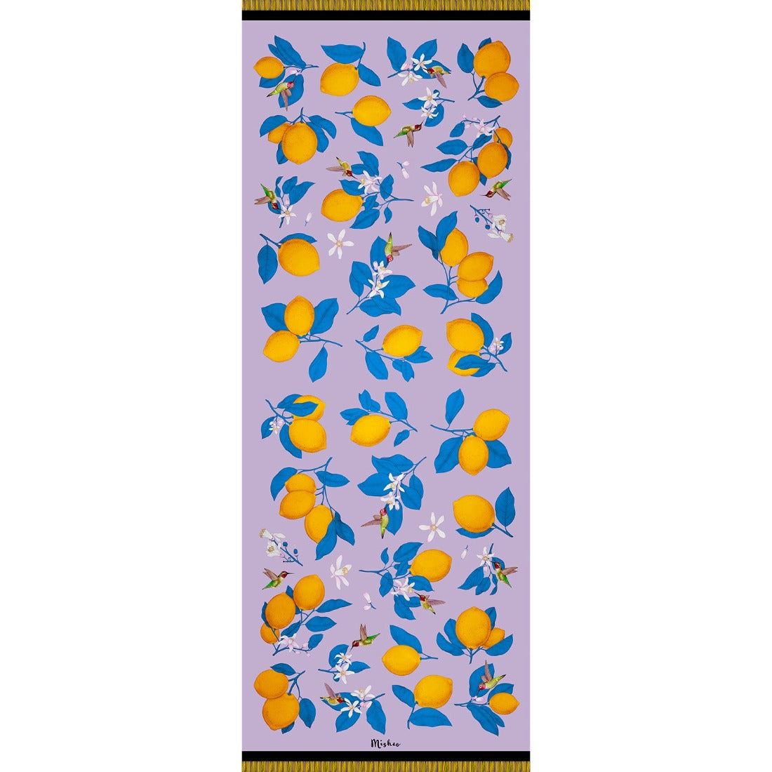 Hummingbirds and Lemons Silk Scarf Shawl