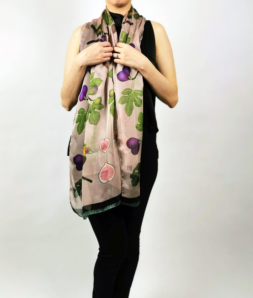 Toucanets and FIgs Silk Chiffon Scarf