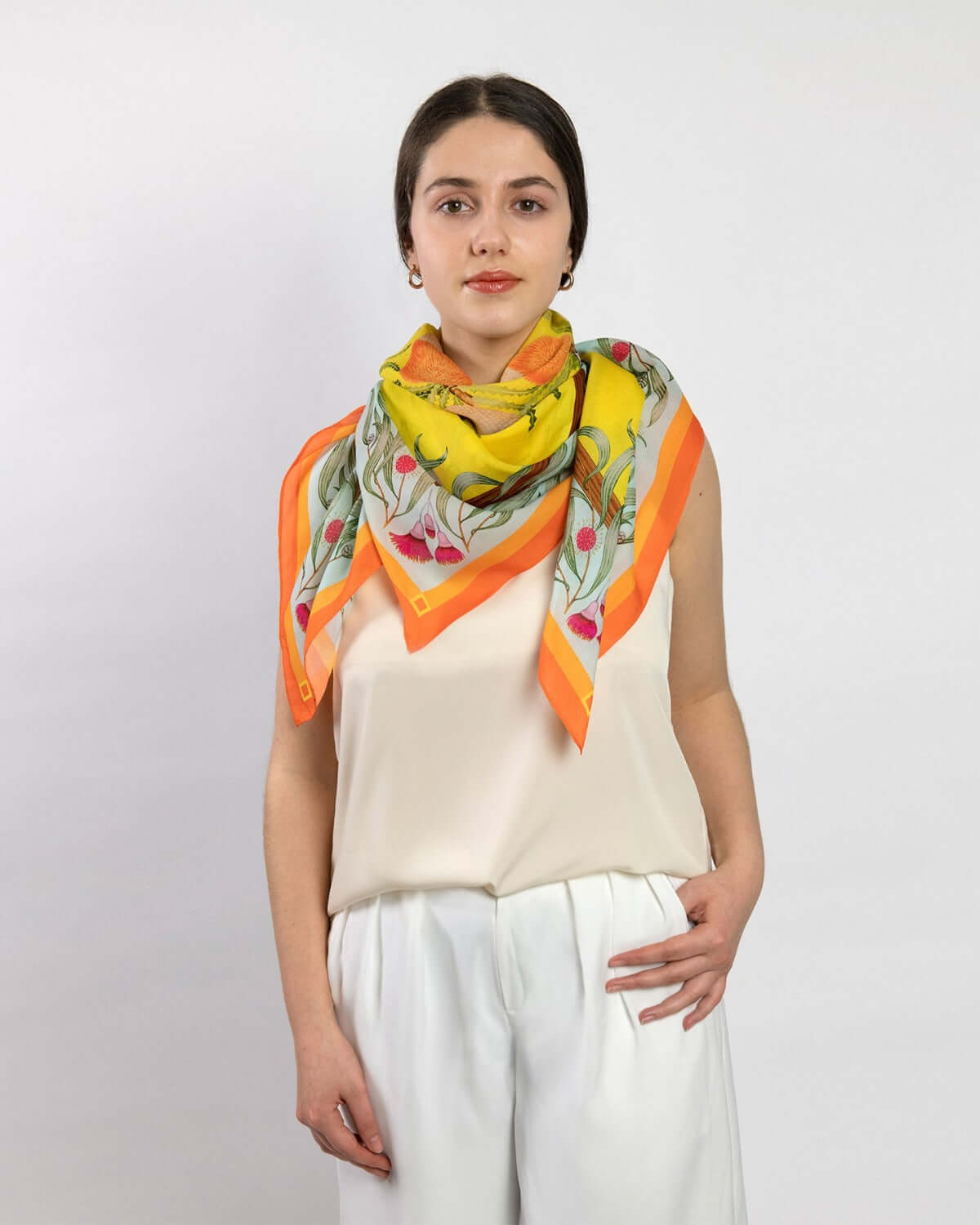 Carnaby's Cockatoos Lemon Sky Tencel Scarf