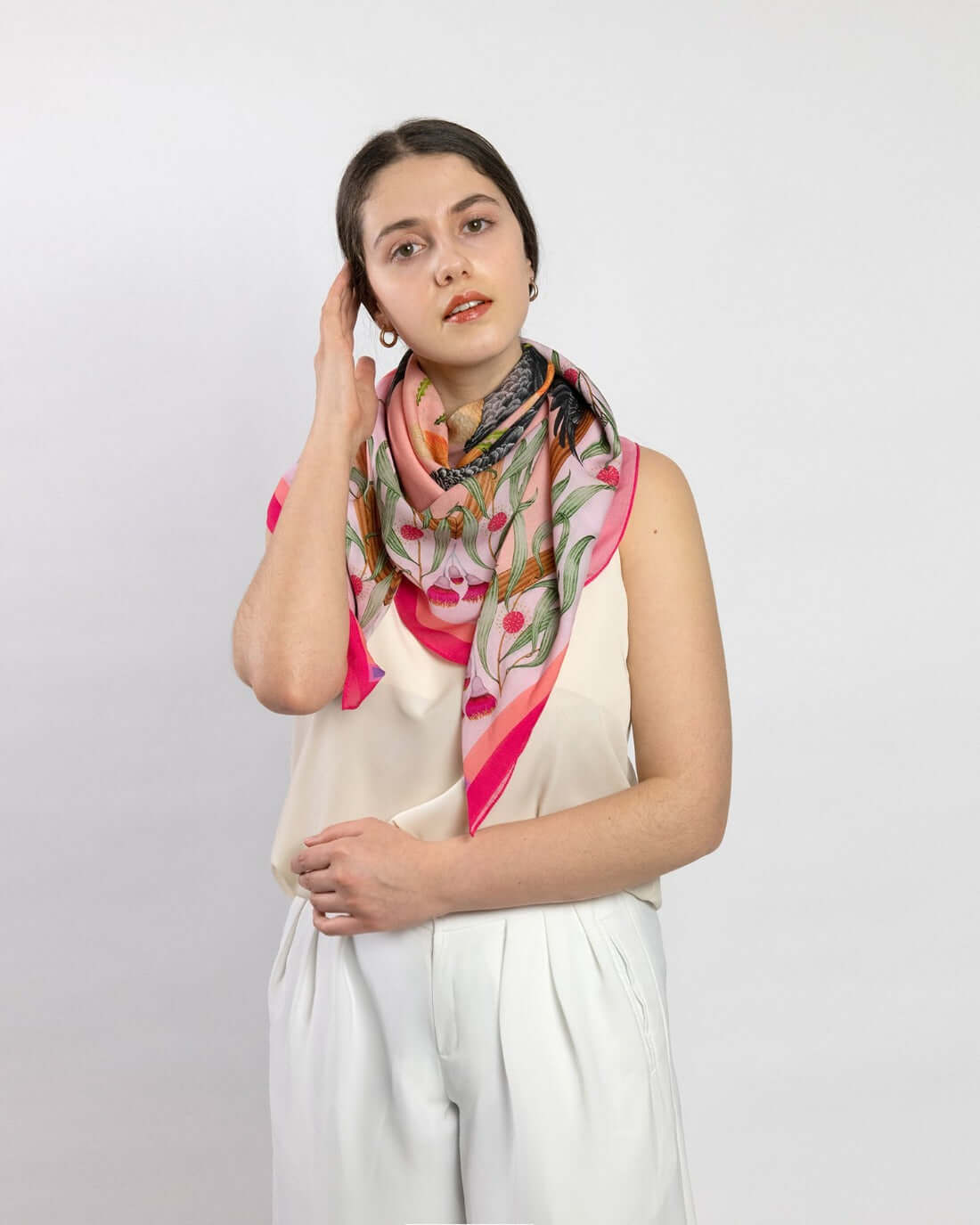 Carnaby's Cockatoos Strawberry Lavender Tencel Scarf 