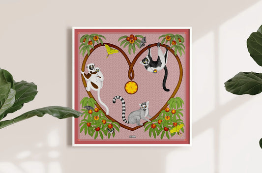 Endangered Lemurs of Madagascar Rose Fine Art Unframed Print