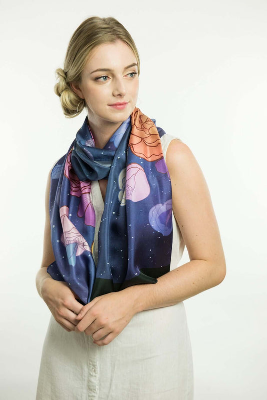 Cosmic Garden Silk Scarf Long