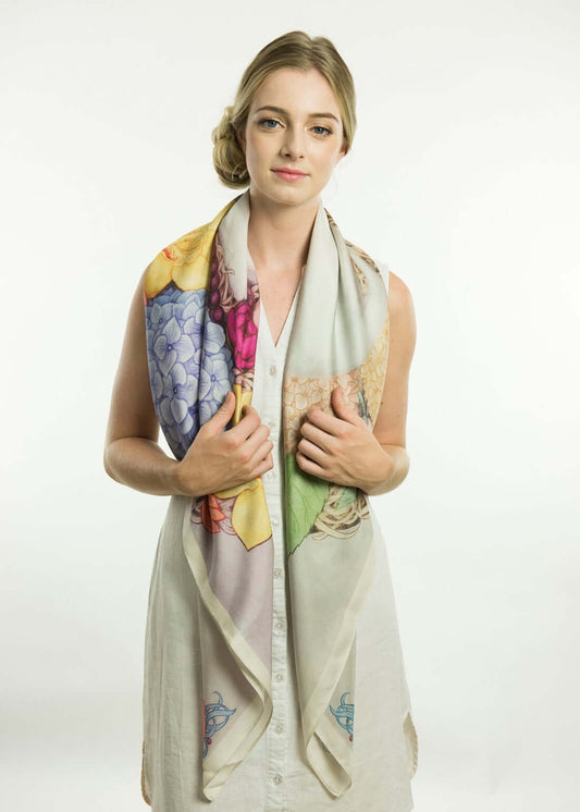 Deer Garden SIlk Scarf