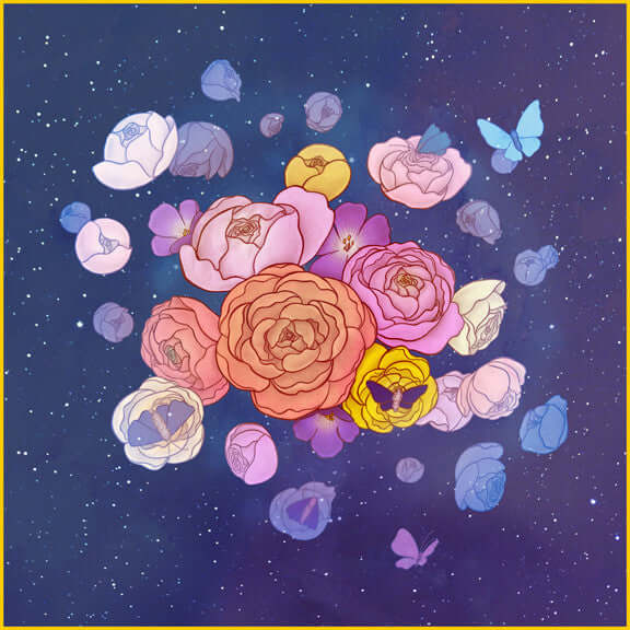 Cosmic Garden Silk Scarf